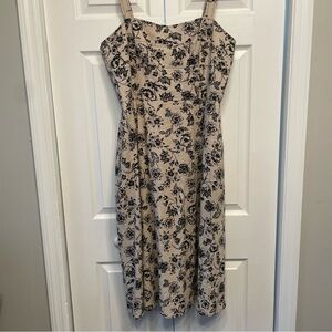 Maggy London Dress with Black Floral Pattern